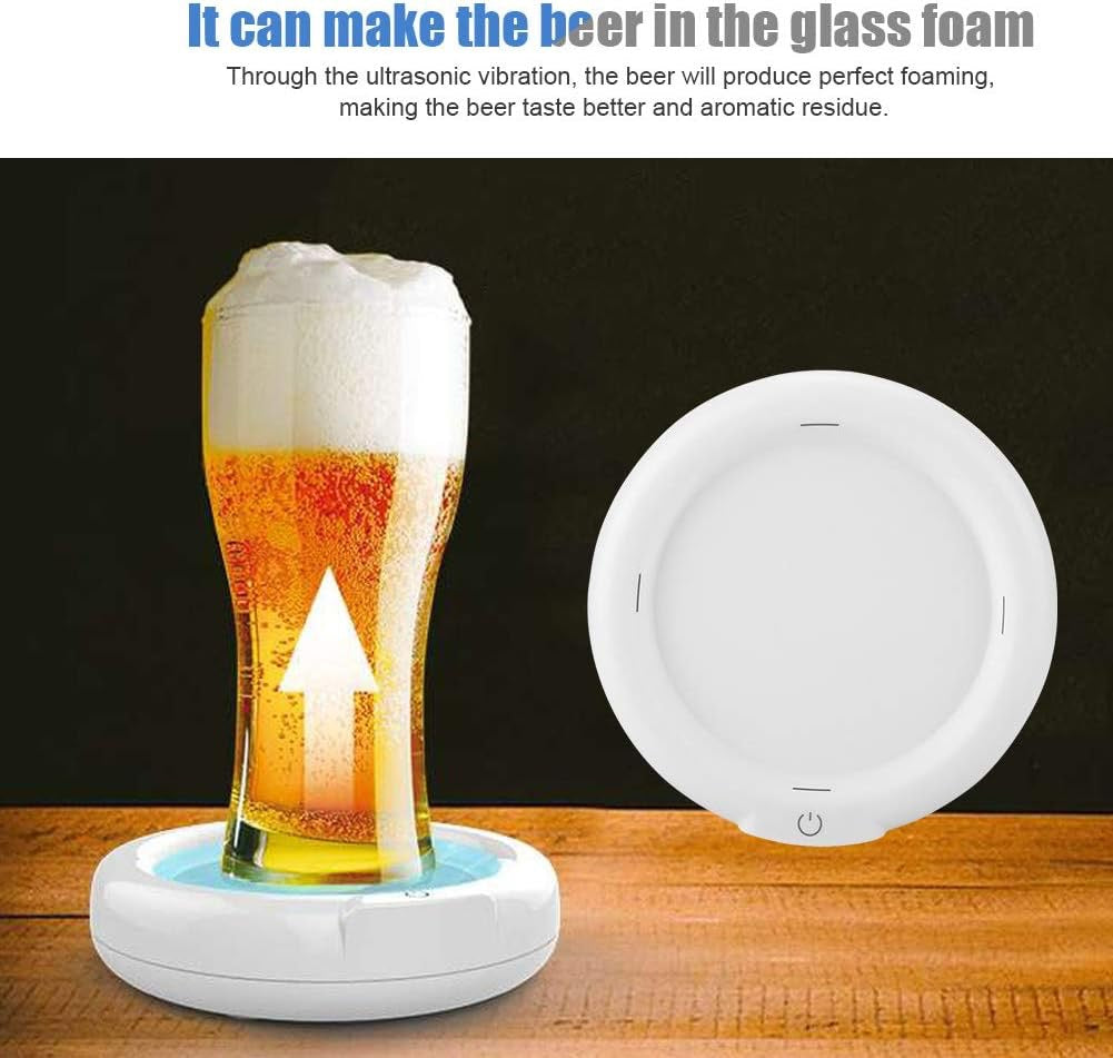 Ultrasonic Beer Foamer Machine, 3.7V 110KHZ USB Ultrasonic Beer Bubbler Maker with Built-in 1800mah Lithium Battery